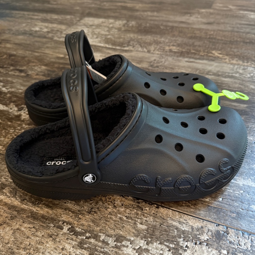 Crocs Baya Lined Clog Relaxed Fit Fleece Cozy‎ Camp Hike Black Womens Size 8 NWT